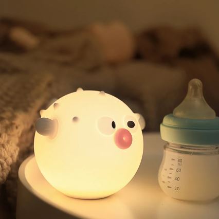 LED RGBW Ljusreglerad barns beröring lampa HELA LED/1W/5V USB 1200 mAh fisk rosa
