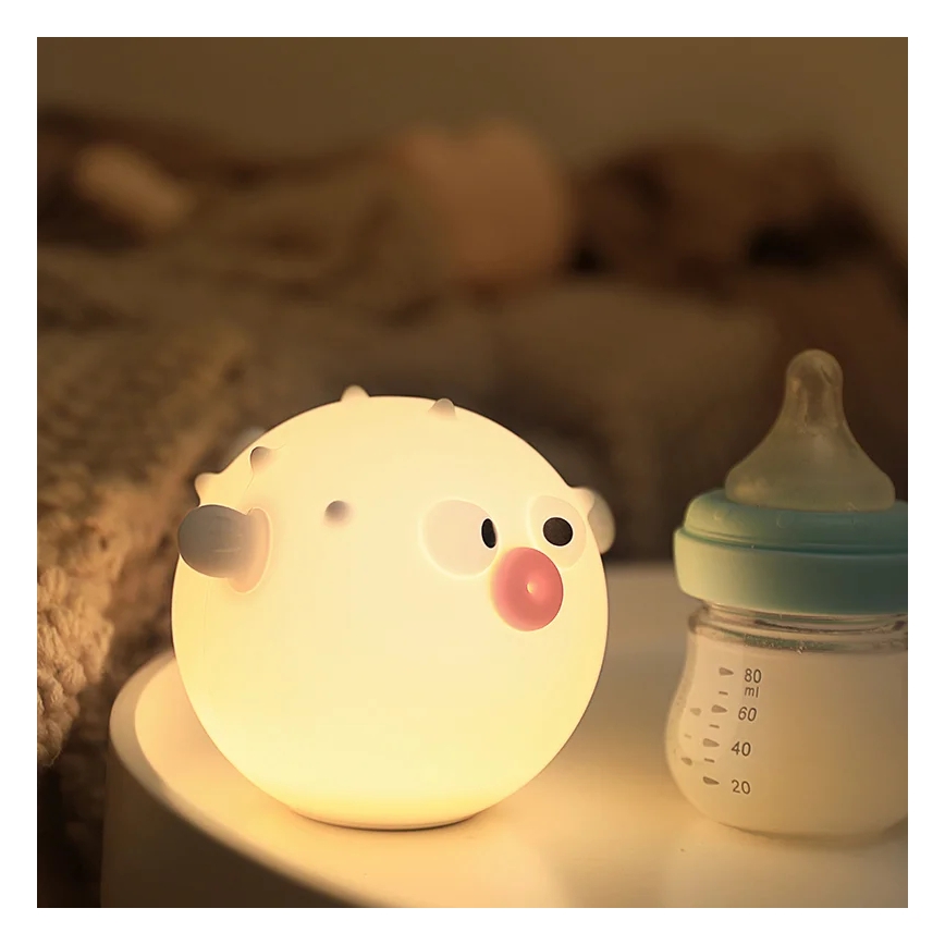 LED RGBW Ljusreglerad barns beröring lampa HELA LED/1W/5V USB 1200 mAh fisk rosa