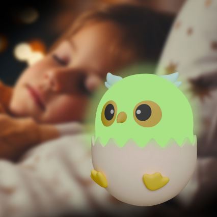 LED RGBW Ljusreglerad barns beröring lampa OWL LED/1W/5V USB 1200 mAh uggla blå