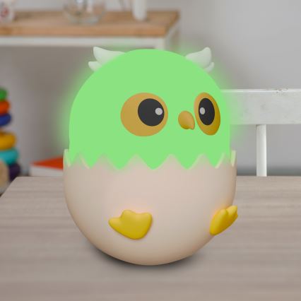 LED RGBW Ljusreglerad barns beröring lampa OWL LED/1W/5V USB 1200 mAh uggla blå