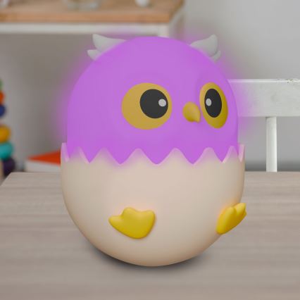 LED RGBW Ljusreglerad barns beröring lampa OWL LED/1W/5V USB 1200 mAh uggla blå