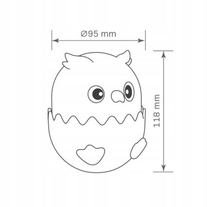 LED RGBW Ljusreglerad barns beröring lampa OWL LED/1W/5V USB 1200 mAh uggla blå