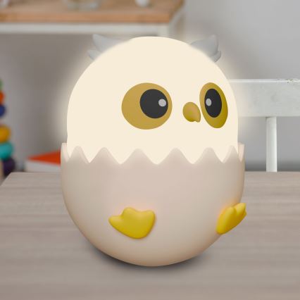 LED RGBW Ljusreglerad barns beröring lampa OWL LED/1W/5V USB 1200 mAh uggla rosa