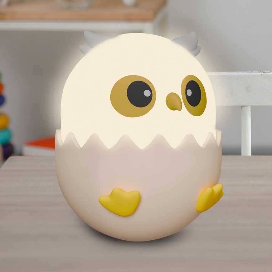 LED RGBW Ljusreglerad barns beröring lampa OWL LED/1W/5V USB 1200 mAh uggla rosa