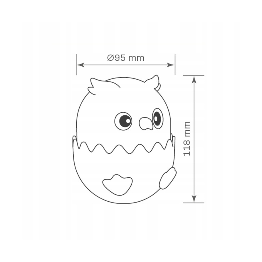 LED RGBW Ljusreglerad barns beröring lampa OWL LED/1W/5V USB 1200 mAh uggla rosa
