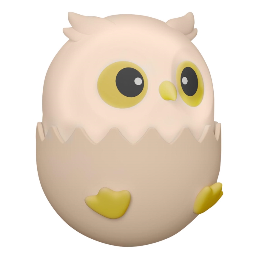 LED RGBW Ljusreglerad barns beröring lampa OWL LED/1W/5V USB 1200 mAh uggla rosa