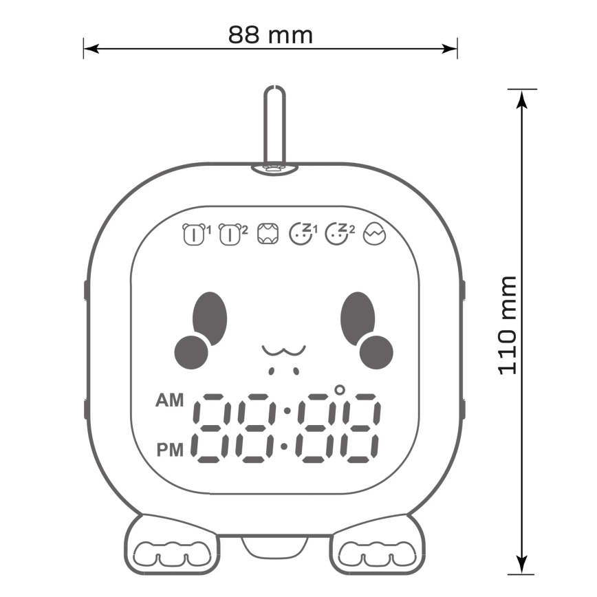 LED RGBW Ljusreglerad barns natt små lampor med väckarklocka FILIP LED/1,5W/5V 1500 mAh