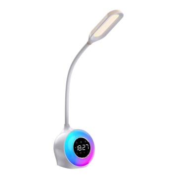 LED RGBW Ljusreglerad bordslampa med väckarklocka FALCON LED/10W/12V