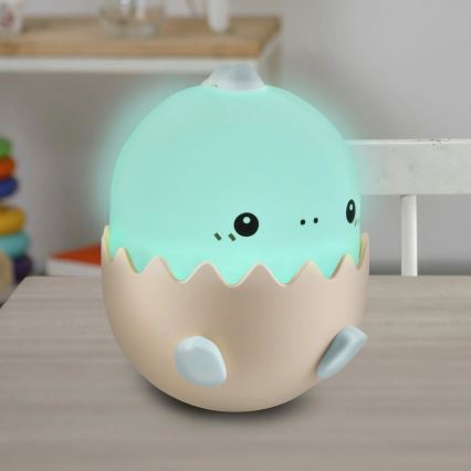 LED RGBW Ljusreglerad children's beröring lampa BABY DINO LED/0,75W/5V USB 1200mAh blå