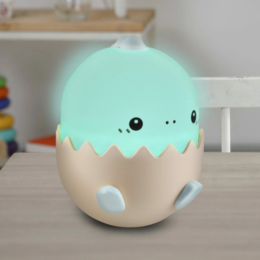 LED RGBW Ljusreglerad children's beröring lampa BABY DINO LED/0,75W/5V USB 1200mAh blå