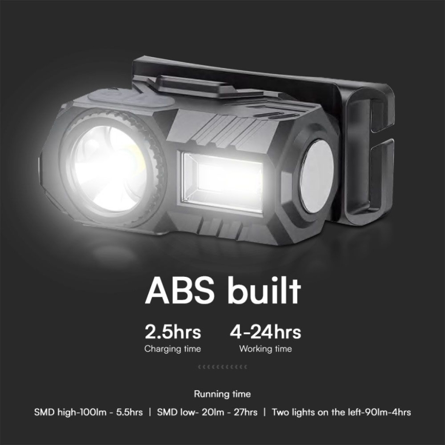 LED RGBW Ljusreglerad rechargeable headlamp USB LED/3W/5V IP43 190 lm 24 h