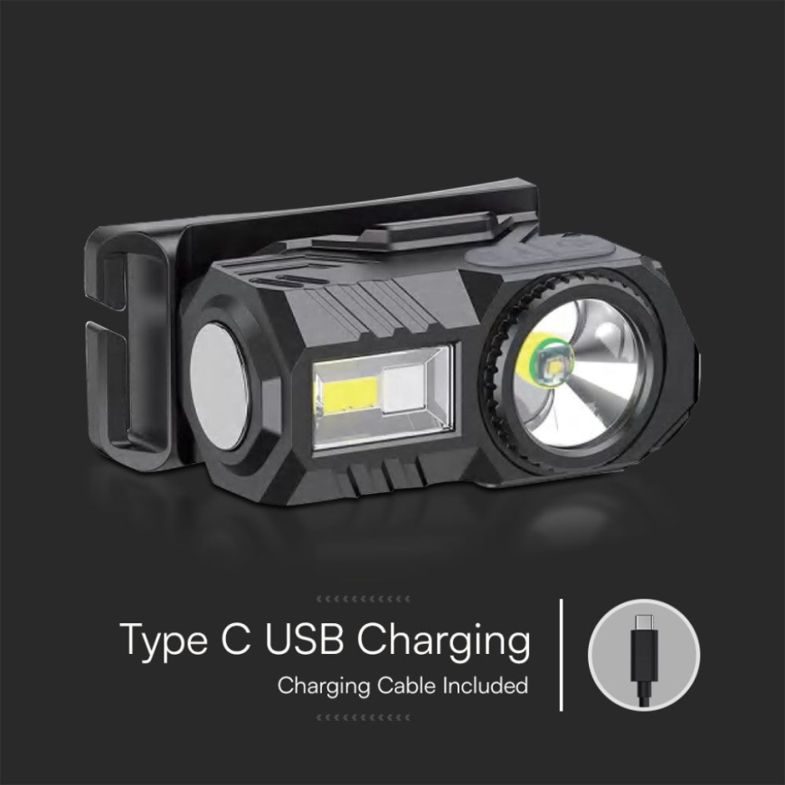 LED RGBW Ljusreglerad rechargeable headlamp USB LED/3W/5V IP43 190 lm 24 h