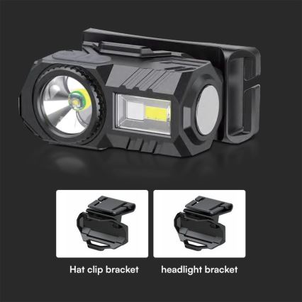 LED RGBW Ljusreglerad rechargeable headlamp USB LED/3W/5V IP43 190 lm 24 h