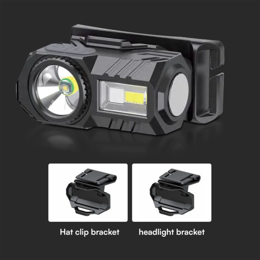 LED RGBW Ljusreglerad rechargeable headlamp USB LED/3W/5V IP43 190 lm 24 h