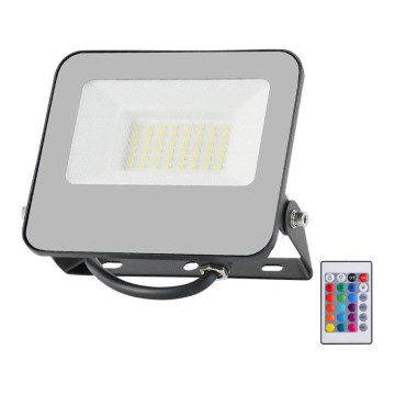 LED RGBW Ljusreglerad strålkastare LED/30W/230V IP65 grå + fjärrkontroll