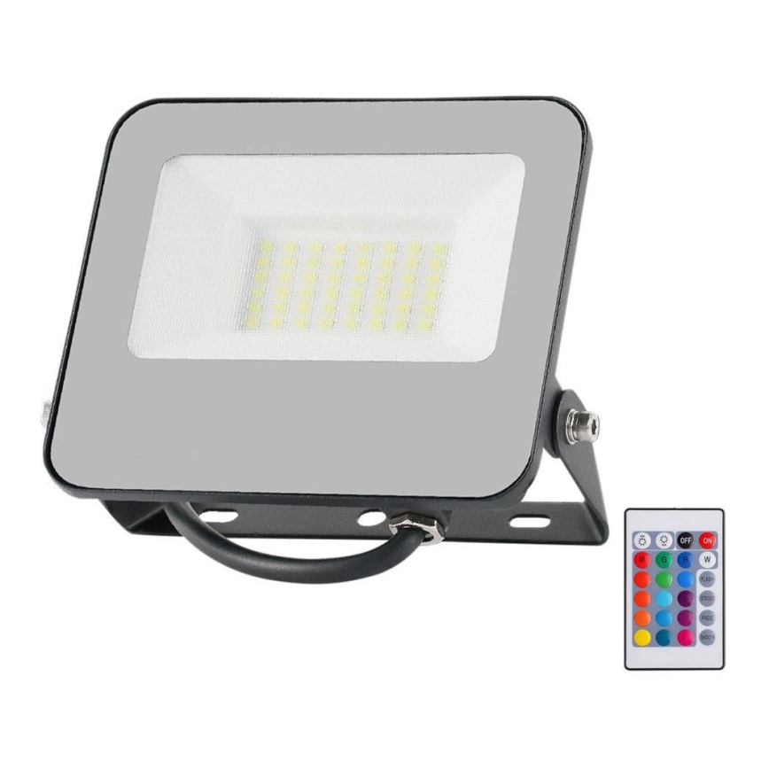 LED RGBW Ljusreglerad strålkastare LED/30W/230V IP65 grå + fjärrkontroll
