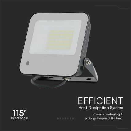 LED RGBW Ljusreglerad strålkastare LED/50W/230V IP65 grå + fjärrkontroll