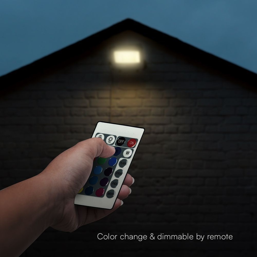 LED RGBW Ljusreglerad strålkastare LED/50W/230V IP65 grå + fjärrkontroll