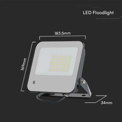 LED RGBW Ljusreglerad strålkastare LED/50W/230V IP65 grå + fjärrkontroll