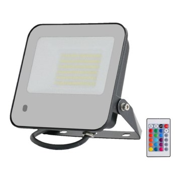 LED RGBW Ljusreglerad strålkastare LED/50W/230V IP65 grå + fjärrkontroll