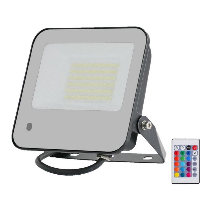 LED RGBW Ljusreglerad strålkastare LED/50W/230V IP65 grå + fjärrkontroll