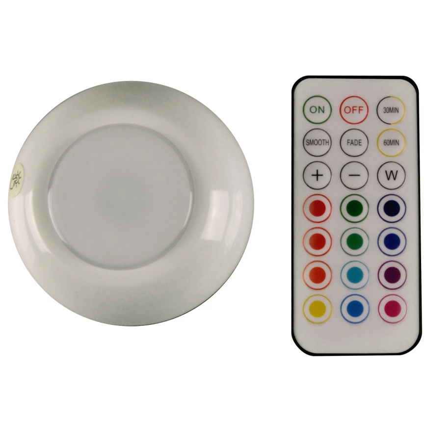 LED RGBW Dimbar möbelbelysning LED/0,5W/4,5V 3xAAA vit + fjärrkontroll