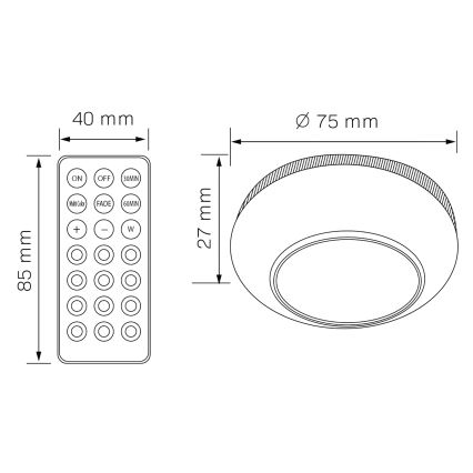 LED RGBW Dimbar möbelbelysning LED/0,5W/4,5V 3xAAA vit + fjärrkontroll