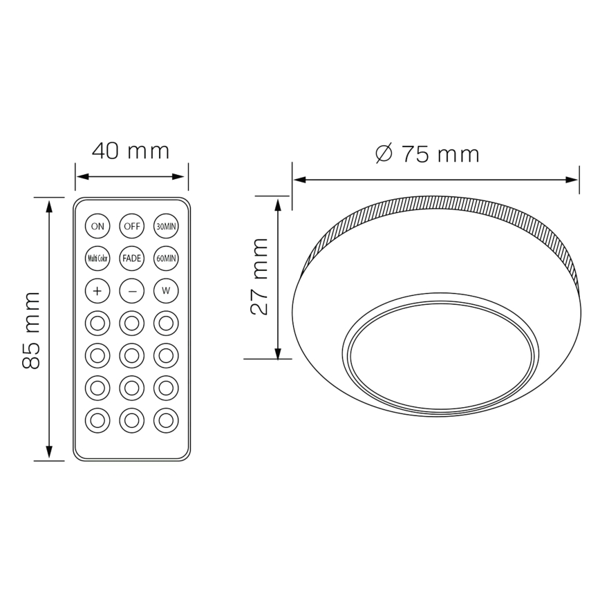 LED RGBW Dimbar möbelbelysning LED/0,5W/4,5V 3xAAA vit + fjärrkontroll