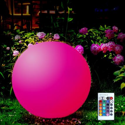 LED RGBW Solcellslampa BALL LED/1,2V diameter 40 cm IP65 + fjärrkontroll