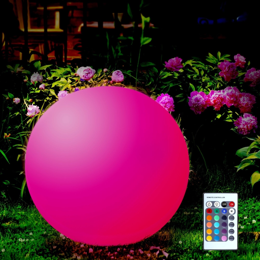 LED RGBW Solcellslampa BALL LED/1,2V diameter 40 cm IP65 + fjärrkontroll