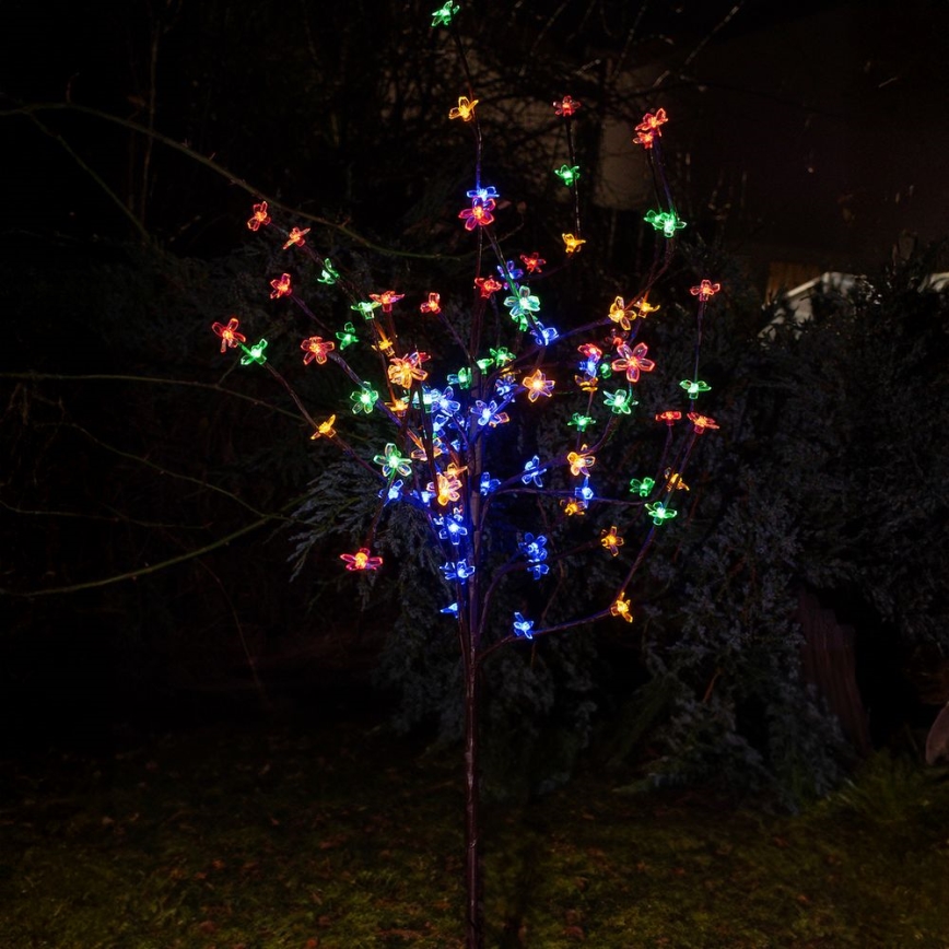 LED RGBW Solcellslampa TREE LED/0,1W/1,2V 600 mAh IP44 brun