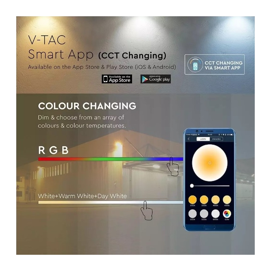 LED Smart Dimbar RGB strålkastare LED/20W/230V IP65 svart