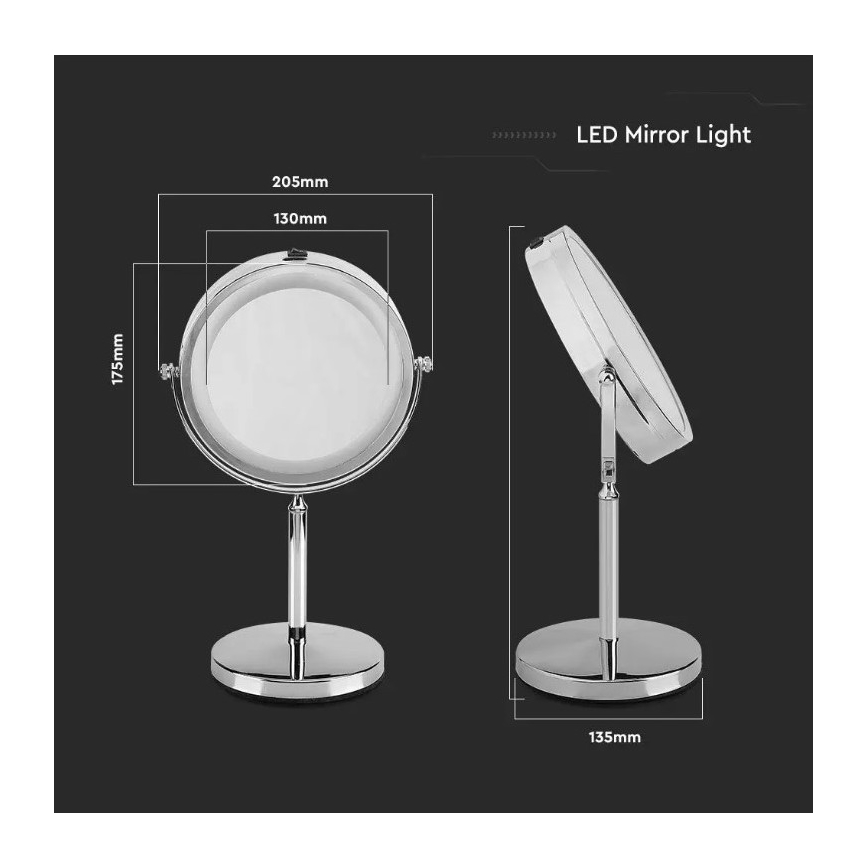LED Sminkspegel  LED/3W/6V IP44