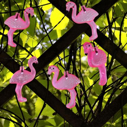 LED Solar Dekorativ slinga 10xLED 3,8 IP44 flamingo