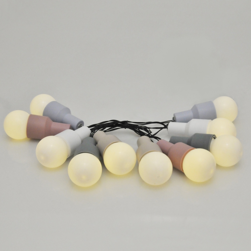 LED Solar Dekorativ slinga PASTEL 10xLED/1,2V 3,8 m IP44