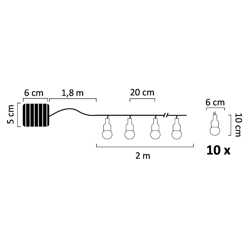 LED Solar Dekorativ slinga PASTEL 10xLED/1,2V 3,8 m IP44