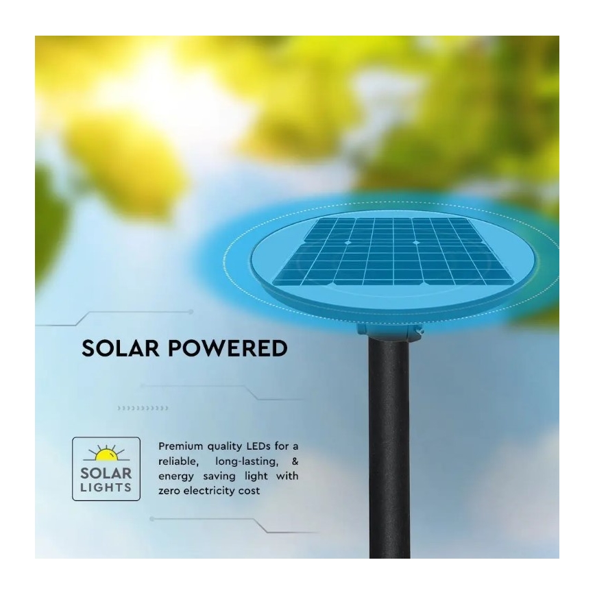 LED Solar gatulampa med sensor LED/ 10W / 3,2V 6500K IP65 + fjärrkontroll