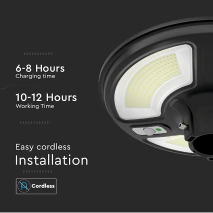 LED Solar gatulampa med sensor LED/ 10W / 3,2V 6500K IP65 + fjärrkontroll