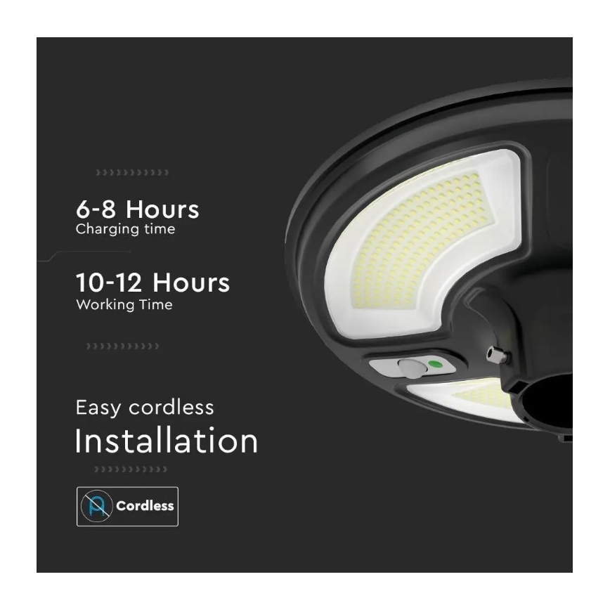 LED Solar gatulampa med sensor LED/ 10W / 3,2V 6500K IP65 + fjärrkontroll