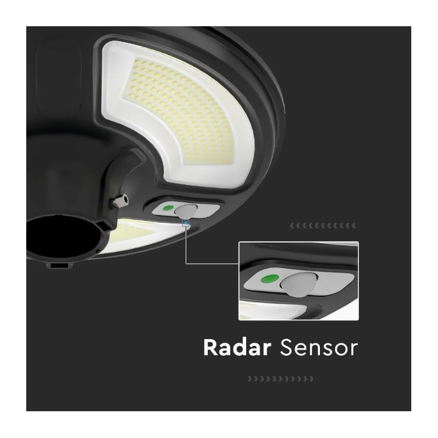 LED Solar gatulampa med sensor LED/ 10W / 3,2V 6500K IP65 + fjärrkontroll