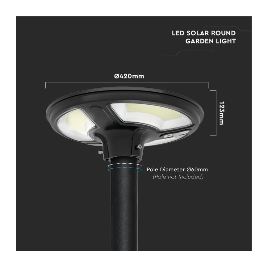 LED Solar gatulampa med sensor LED/ 10W / 3,2V 6500K IP65 + fjärrkontroll