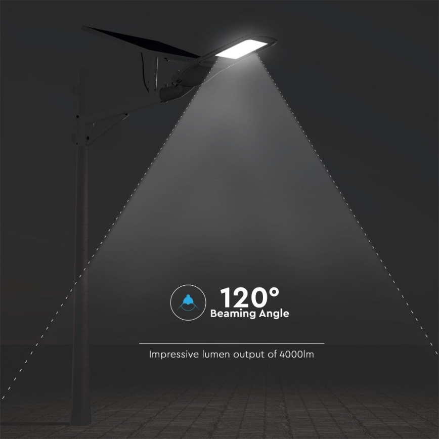 LED Ljusreglerad solcell gata lampa SAMSUNG CHIP LED/50W/6,4V 4000K IP65 + fjärrkontroll