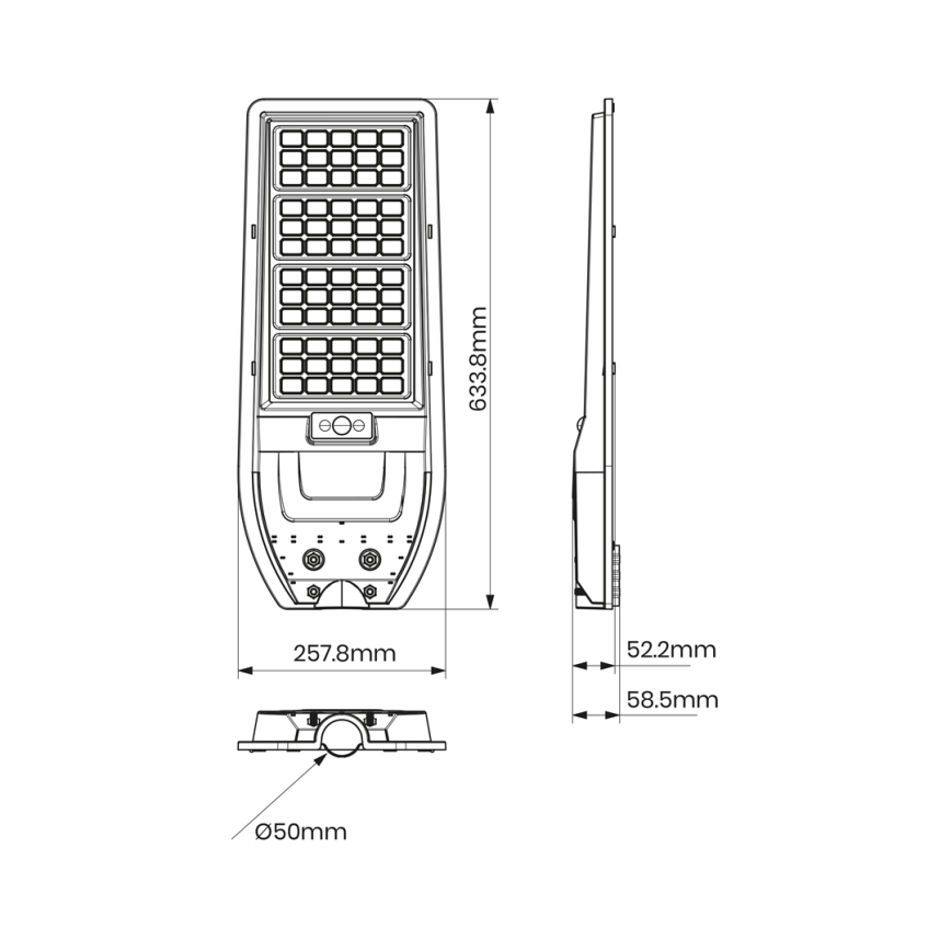 LED Solar gatulampa VIA 150W/15000 mAh 3,2V 6000K IP65 + fjärrkontroll