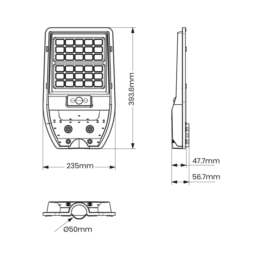 LED Solar gatulampa VIA 50W/5000 mAh 3,2V 6000K IP65 + fjärrkontroll