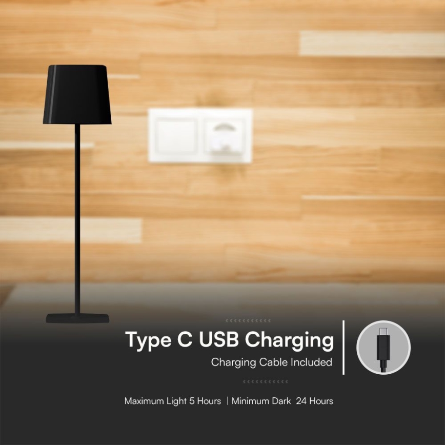 LED Solar ljusreglerad magnetic beröring rechargeable bordslampa LED/5W/5V 3000-6000K 3600 mAh IP65 svart
