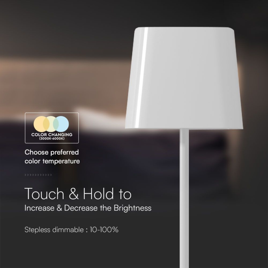 LED Solar ljusreglerad magnetic beröring rechargeable bordslampa LED/5W/5V 3000-6000K 3600 mAh IP65 vit