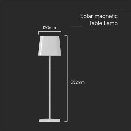 LED Solar ljusreglerad magnetic beröring rechargeable bordslampa LED/5W/5V 3000-6000K 3600 mAh IP65 vit