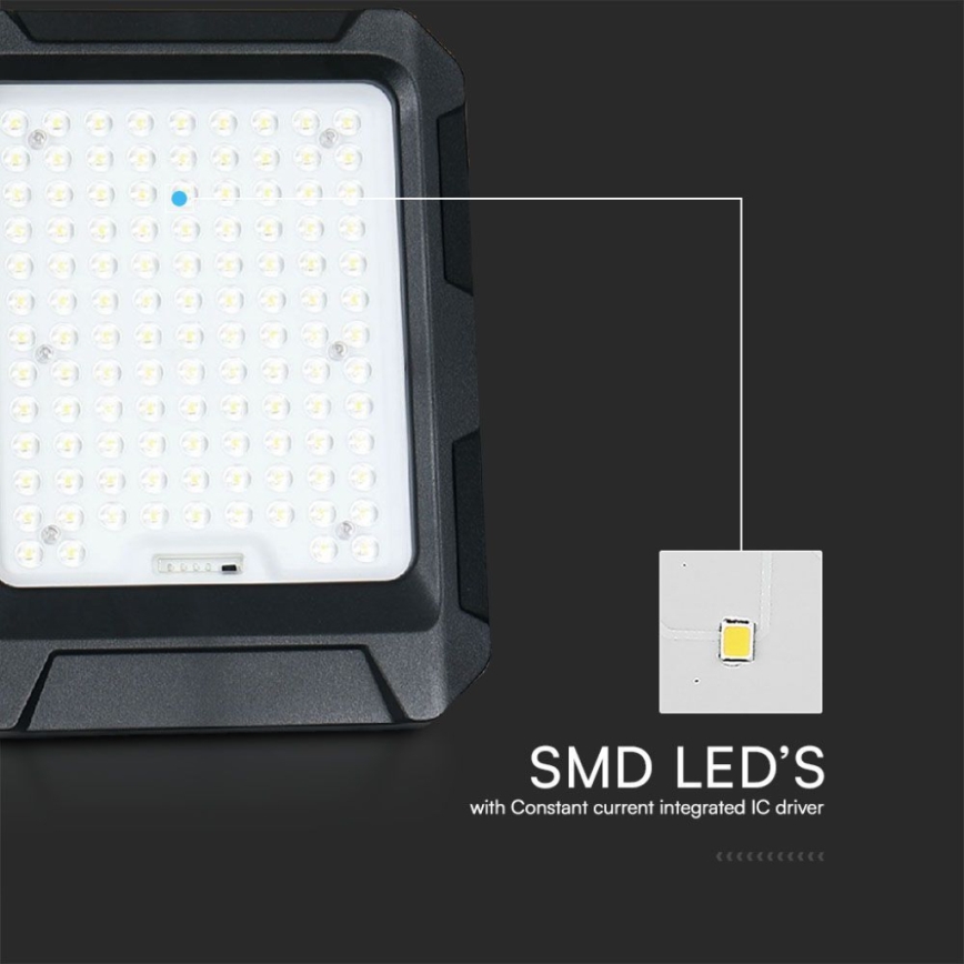 LED Solar strålkastare LED/10W/3,7V IP65 4000K svart + fjärrkontroll