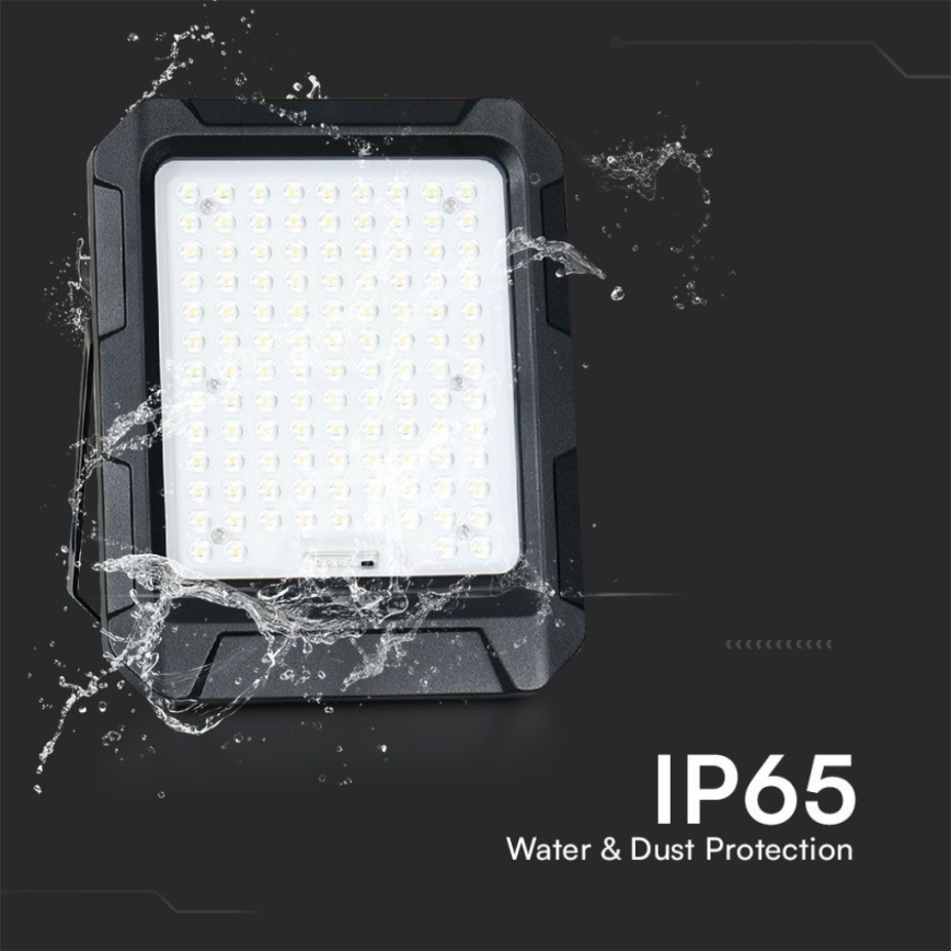LED Solar strålkastare LED/10W/3,7V IP65 4000K svart + fjärrkontroll