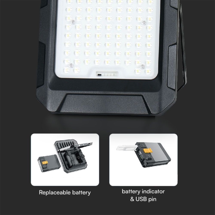 LED Solar strålkastare LED/10W/3,7V IP65 4000K svart + fjärrkontroll